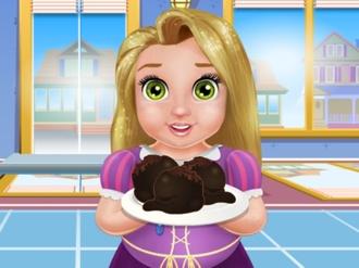 Baby Rapunzel cooking Cake Balls