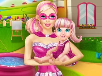 Barbie playing with baby
