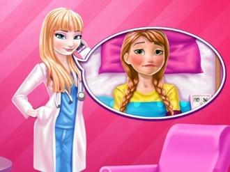 Elsa taking care of Anna