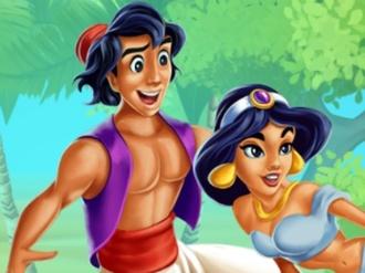 Jasmine and Aladdin Kissing