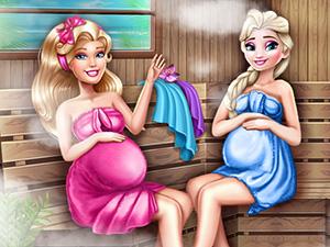 Barbie and Elsa Pregnant Sauna